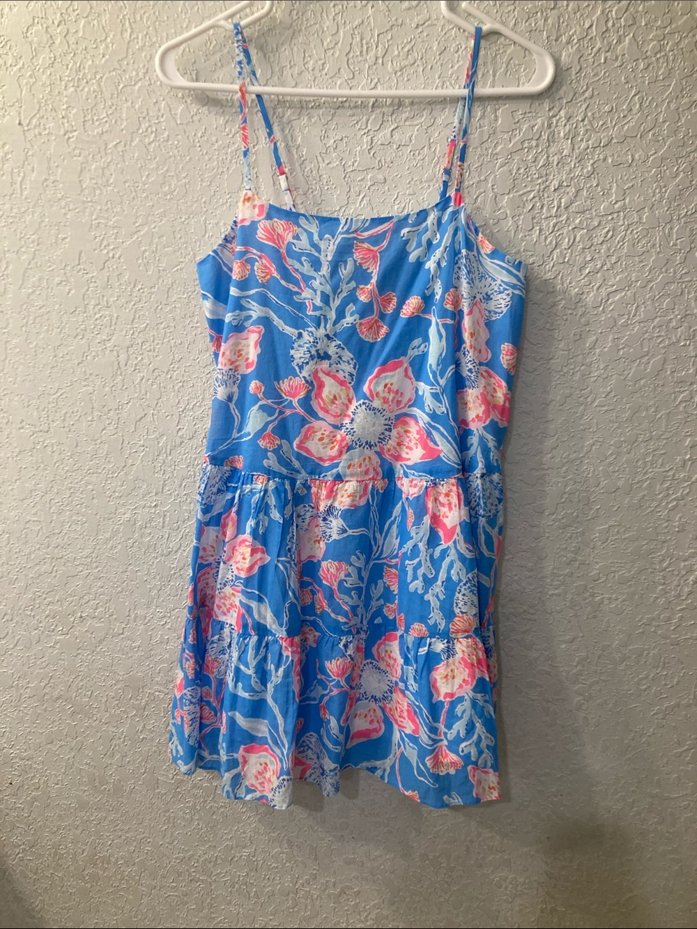 Lilly Pulitzer Blue Pink Floral Tiered Mini Dress